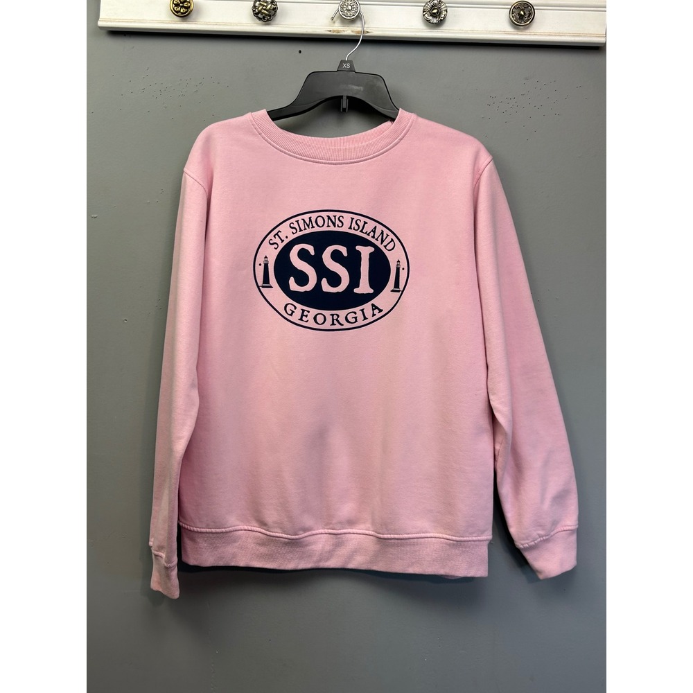 St Simons Island Sweatshirt Unisex Medium Pink Georgia Graphic Crew‎ Beach SSI